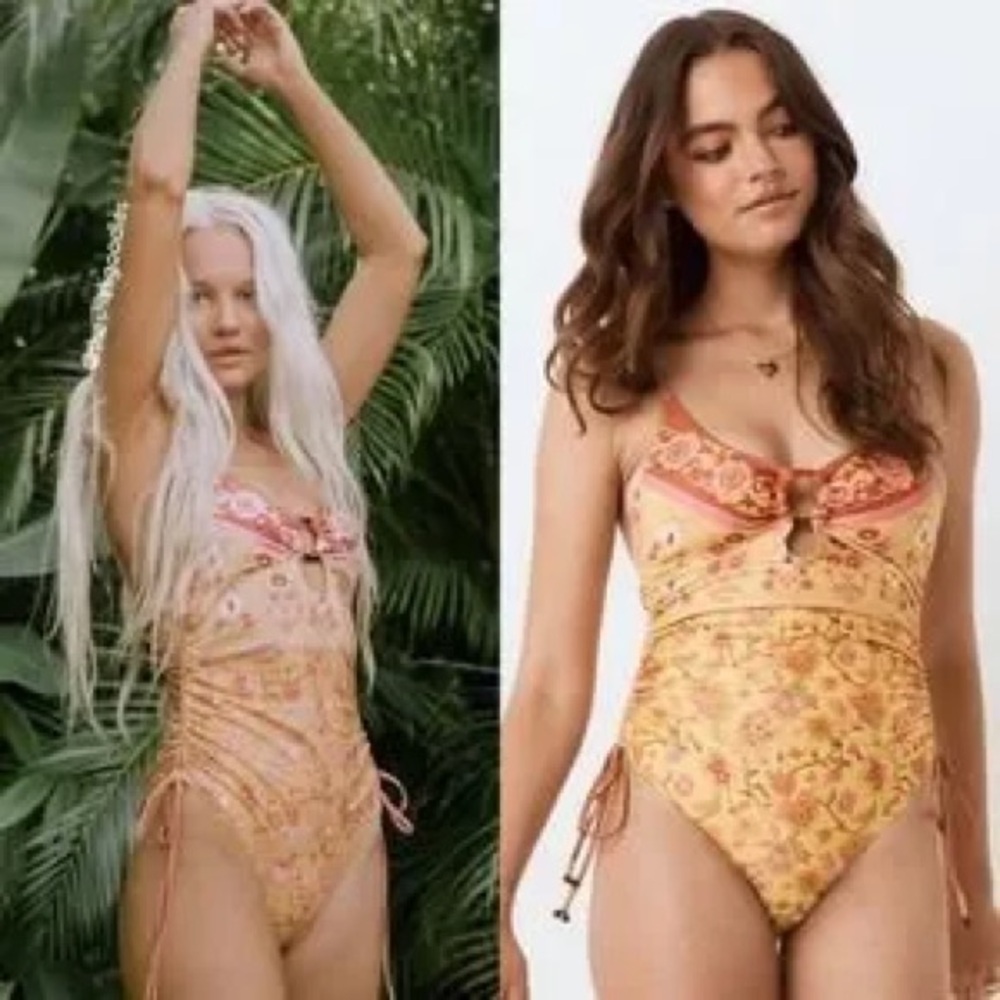 Spell & The Gypsy Portobello Road One Piece Swimsuit in Golden Yellow, sz Medium